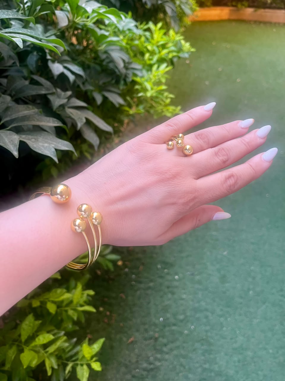 Golden Sphere Cuff & Ring Set