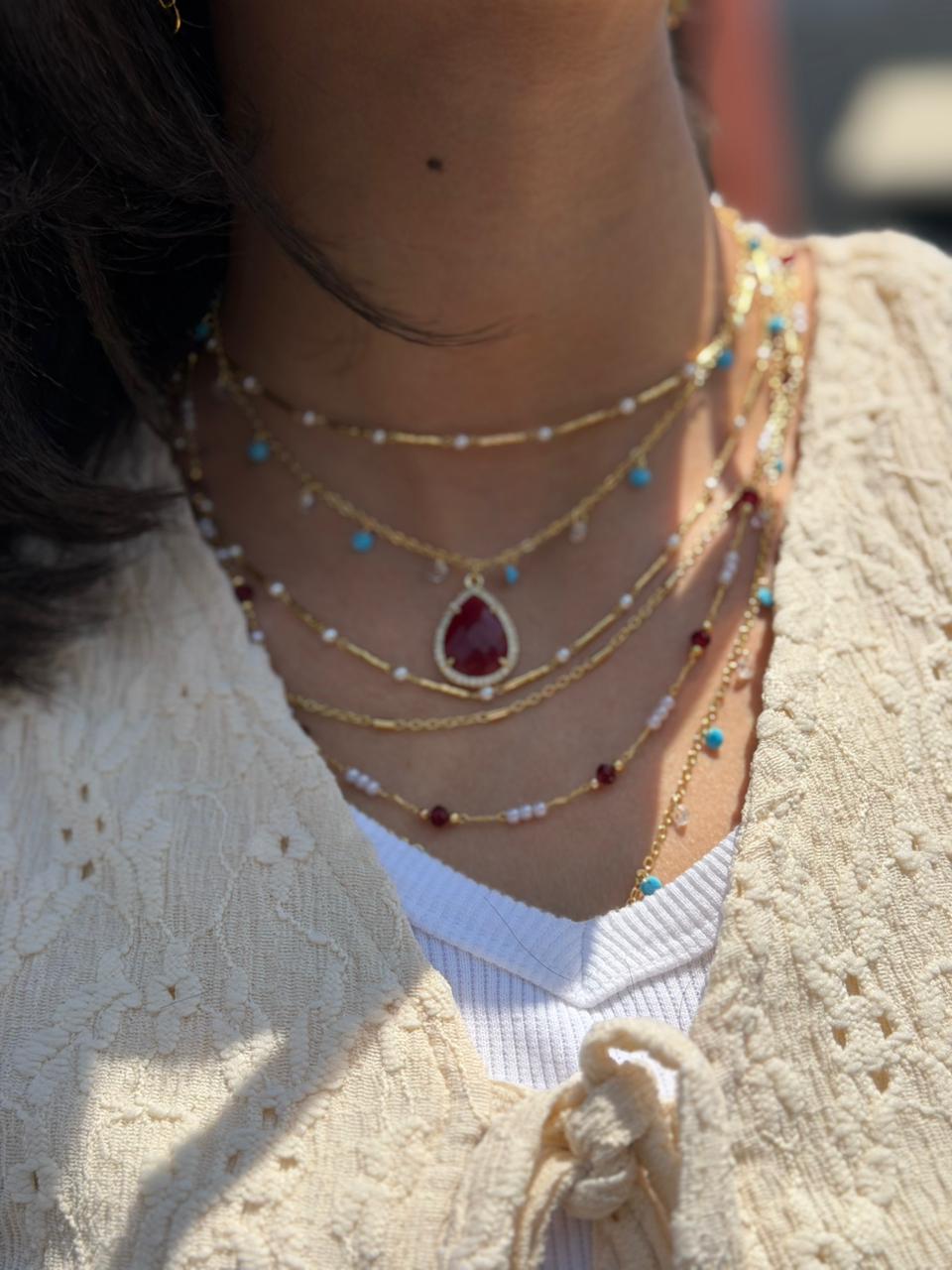 Sultana Teardrop Layered Necklace