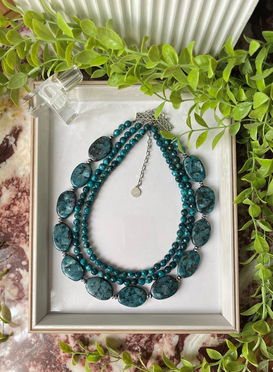 Teal bell necklace