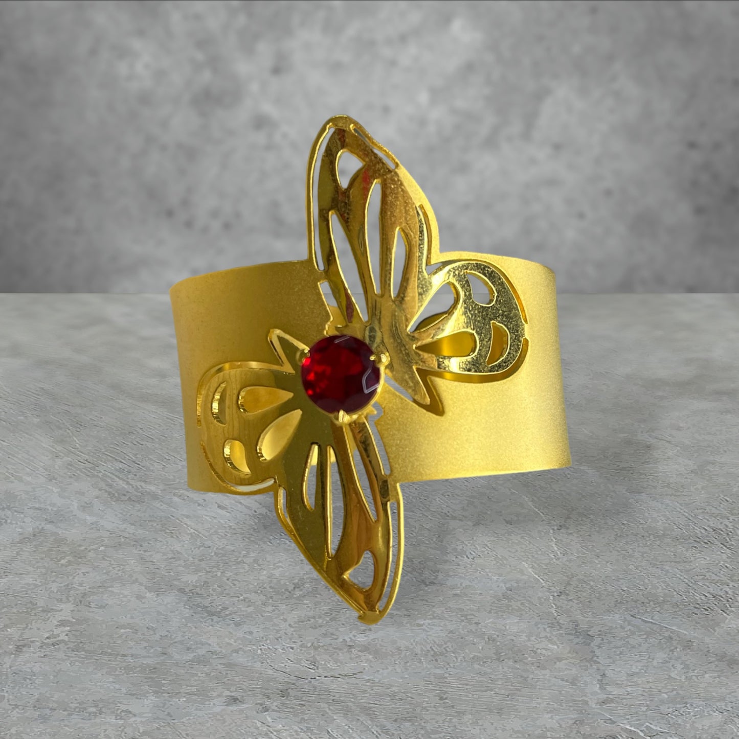 Red heart butterfly bangle