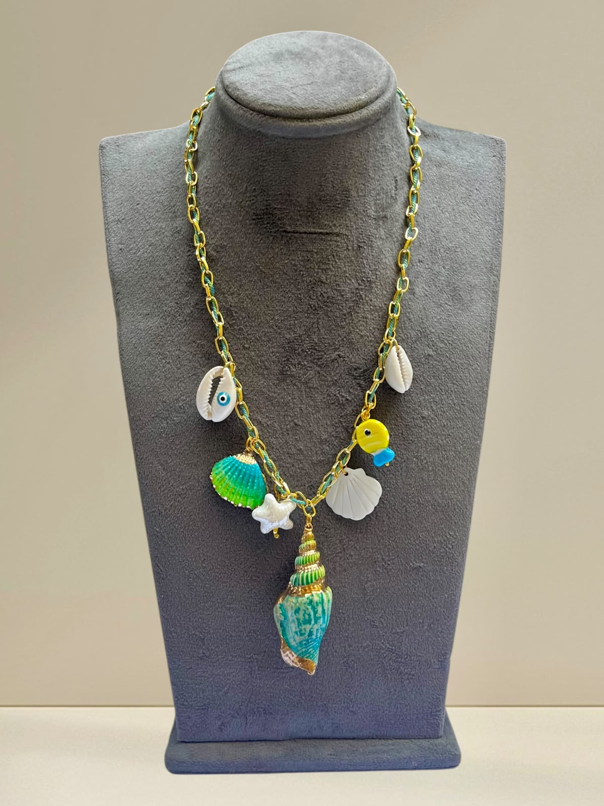 Turquoise Conch Charm Necklace