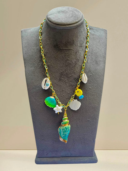 Turquoise Conch Charm Necklace