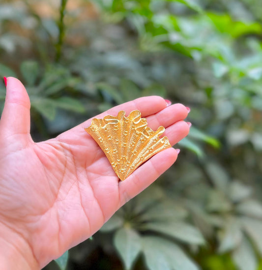 Golden Coral Fan Brooch