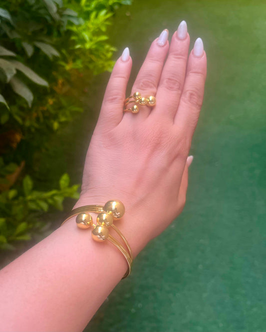 Golden Sphere Cuff & Ring Set