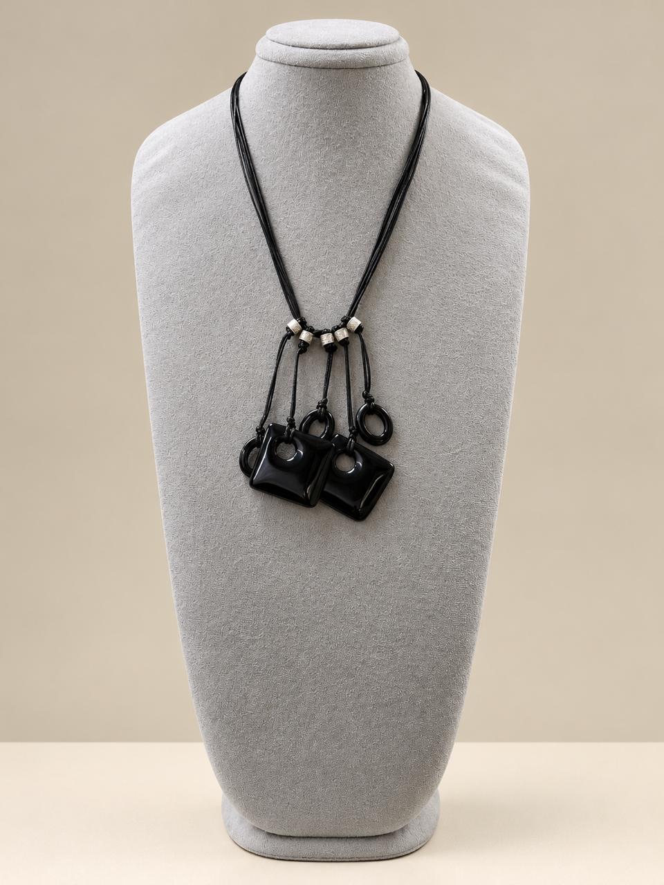 Black Multi-Pendant Statement Necklace
