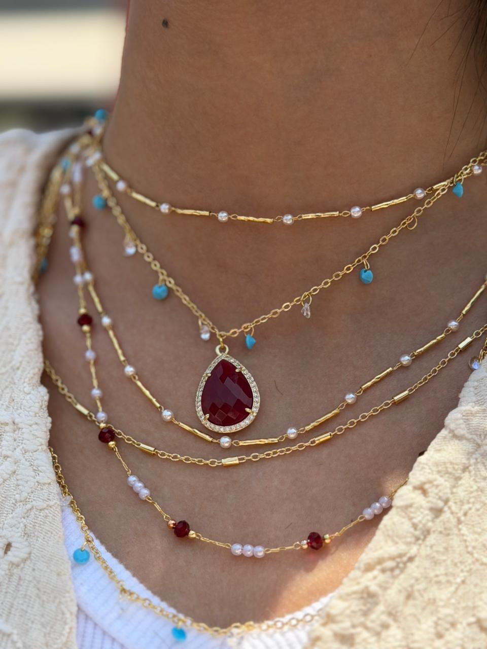 Sultana Teardrop Layered Necklace