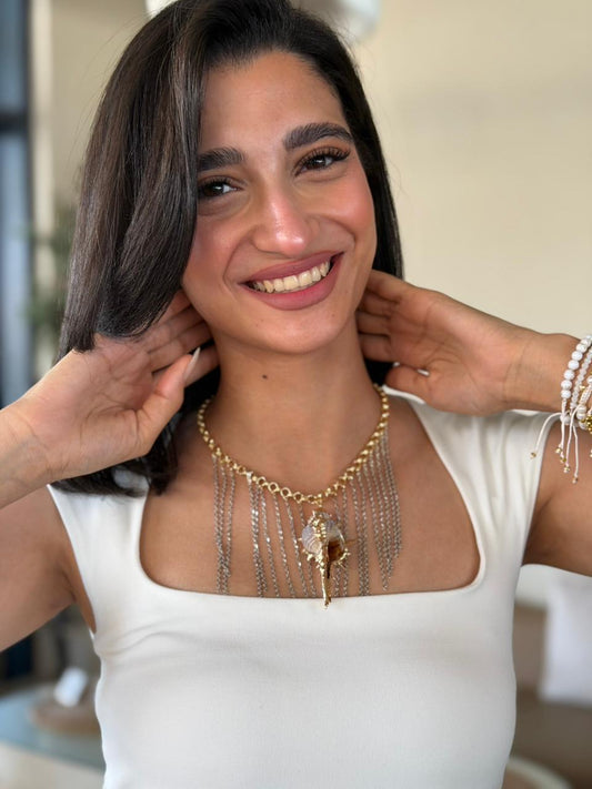 Siren's Fringe Shell Statement Necklace