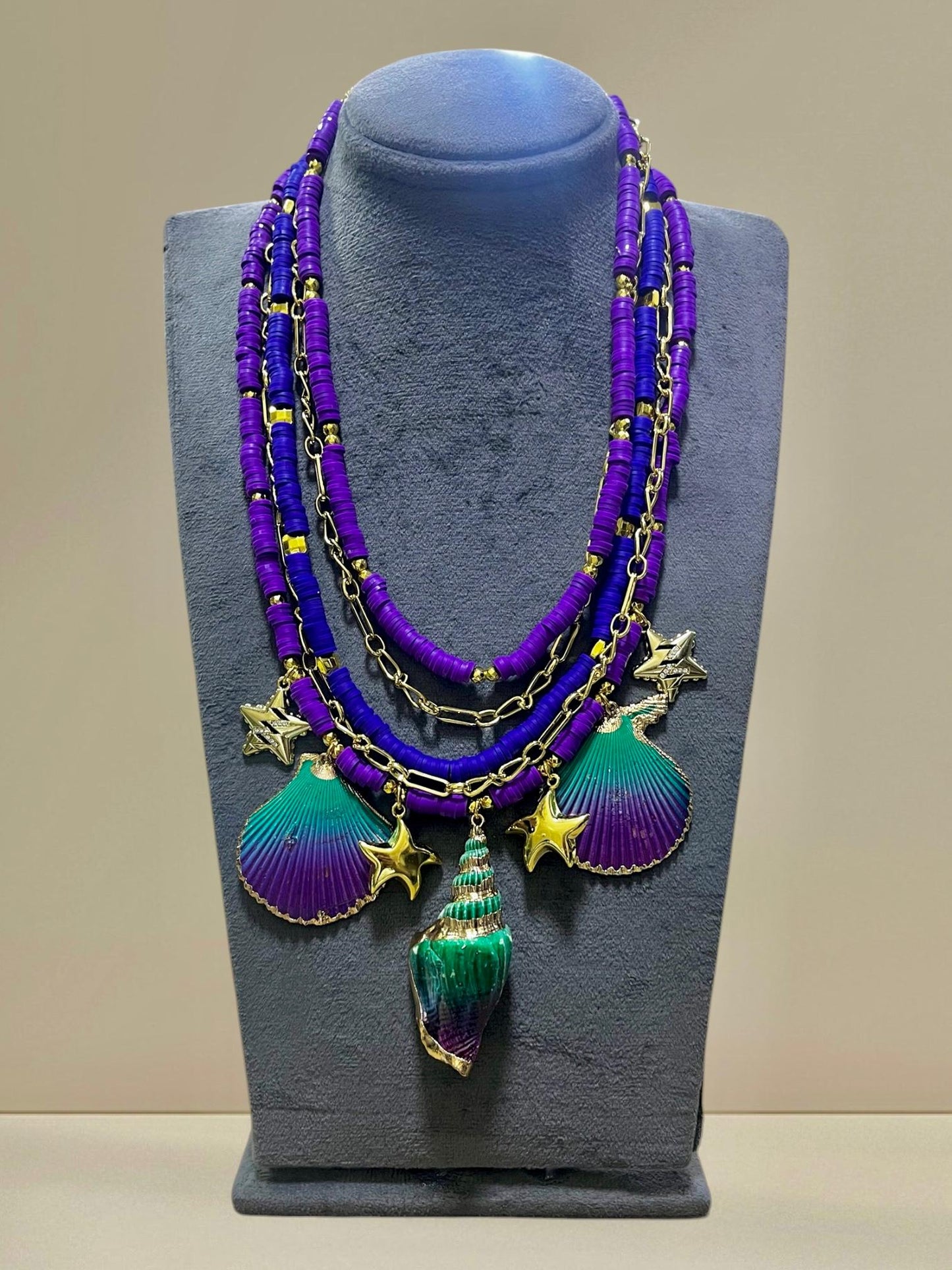 Orchid Sea Layered Heishi Necklace