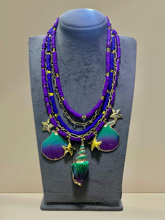 Orchid Sea Layered Heishi Necklace