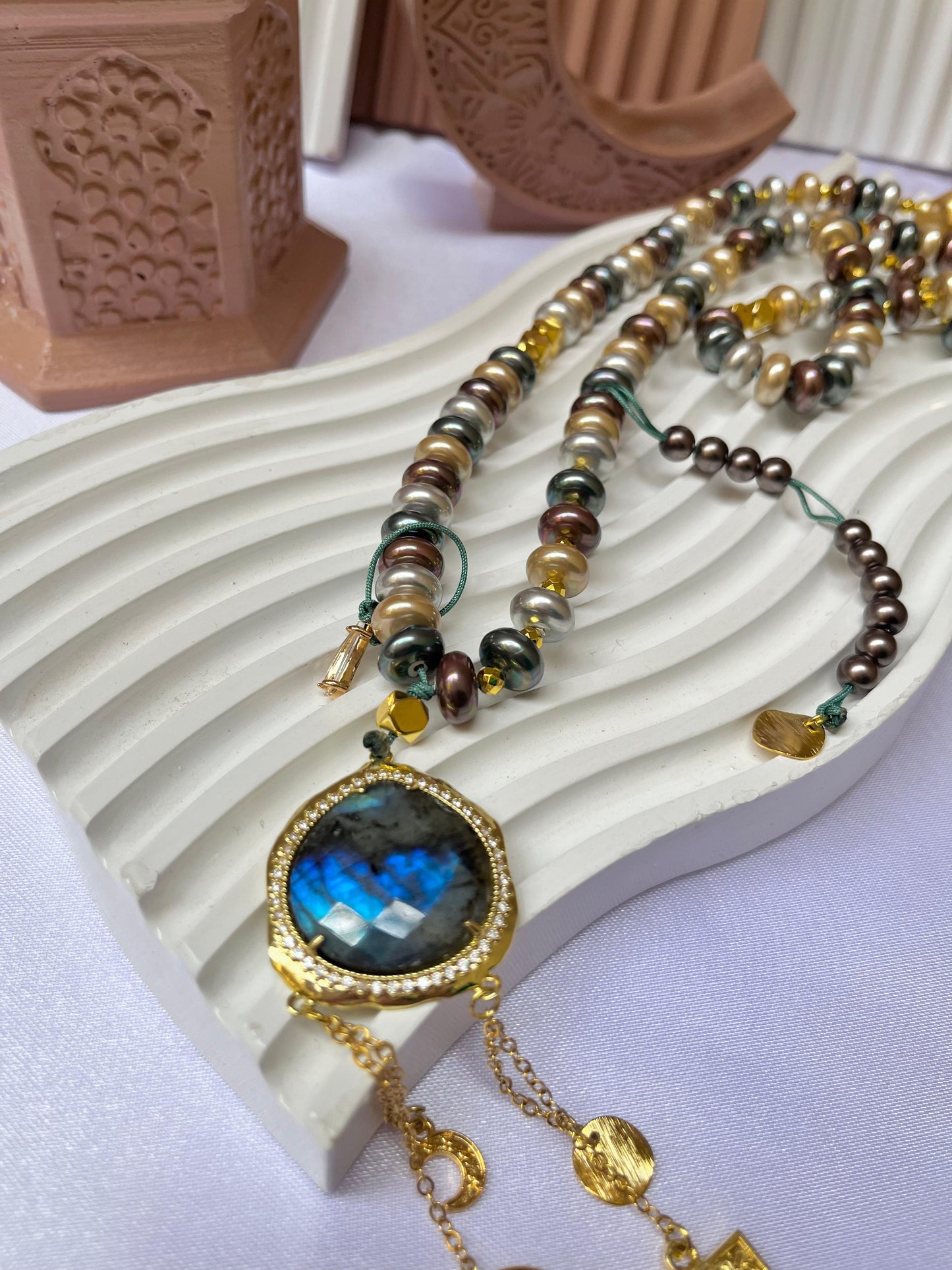 Blue galaxy stone rosary