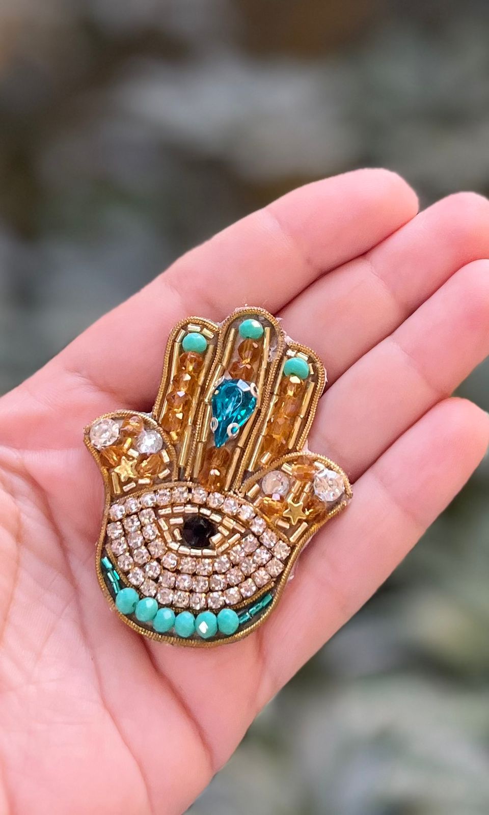 The Golden Hamsa Protection magnet Pin