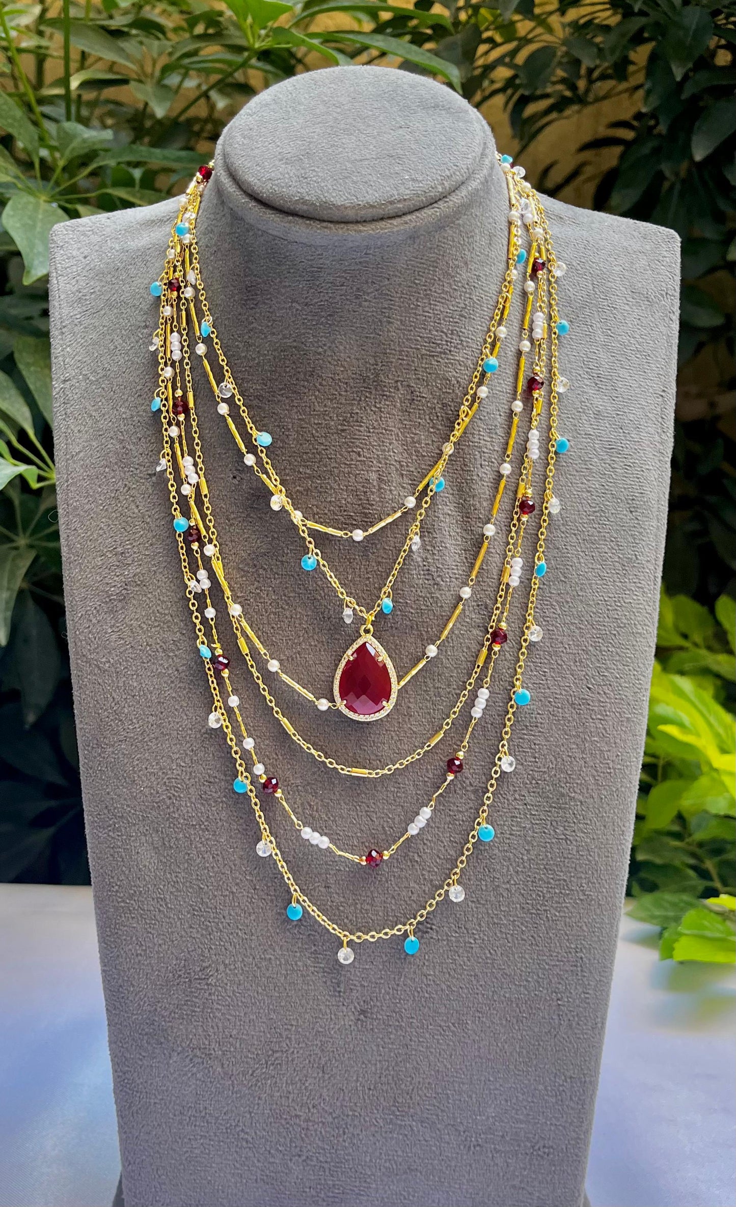 Sultana Teardrop Layered Necklace