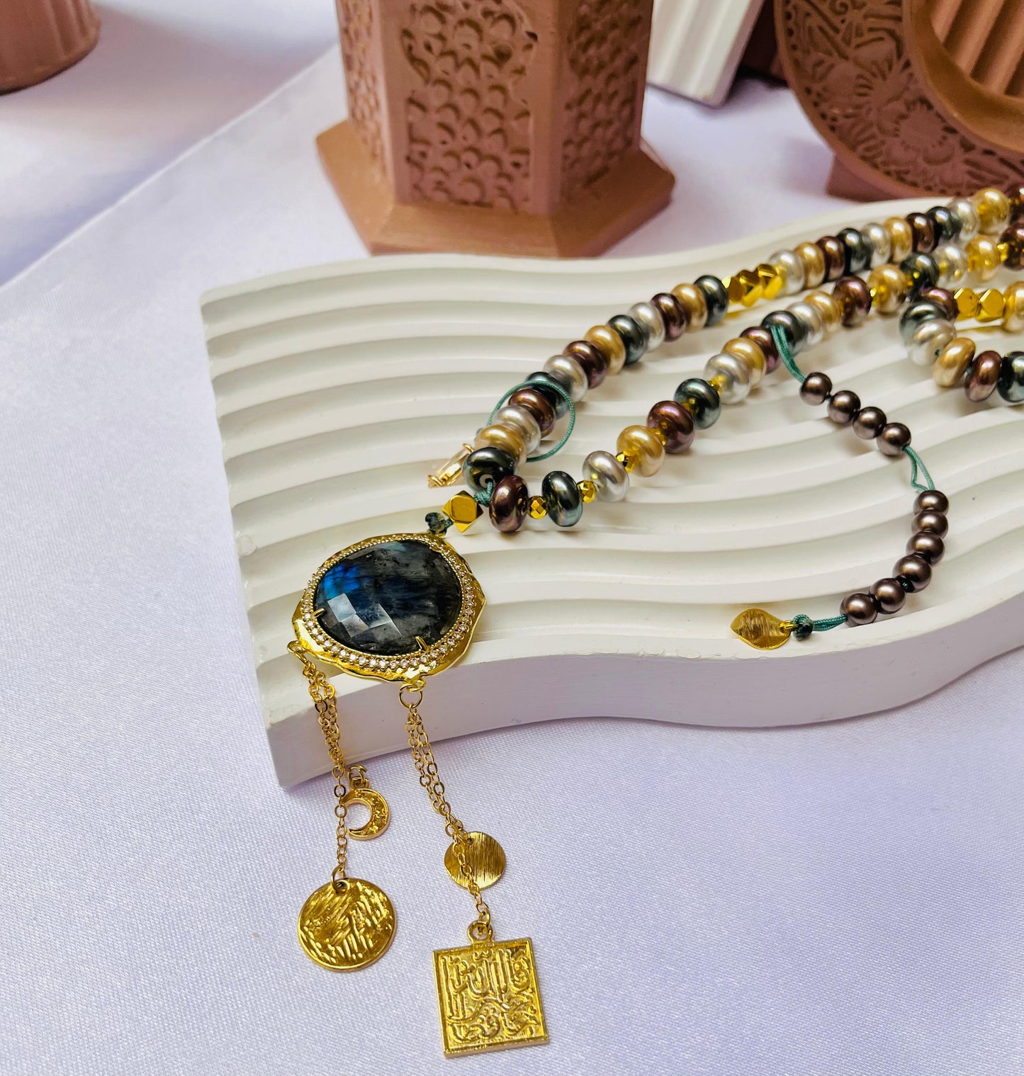 Blue galaxy stone rosary