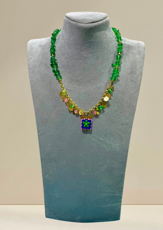 Folkloric Blossom Coin Necklace